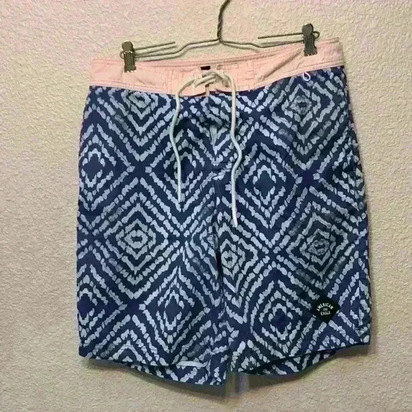 American Eagle Outfitters Other - American Eagle blue chevron Men’s swim trunks sz S beach vacation resort wear